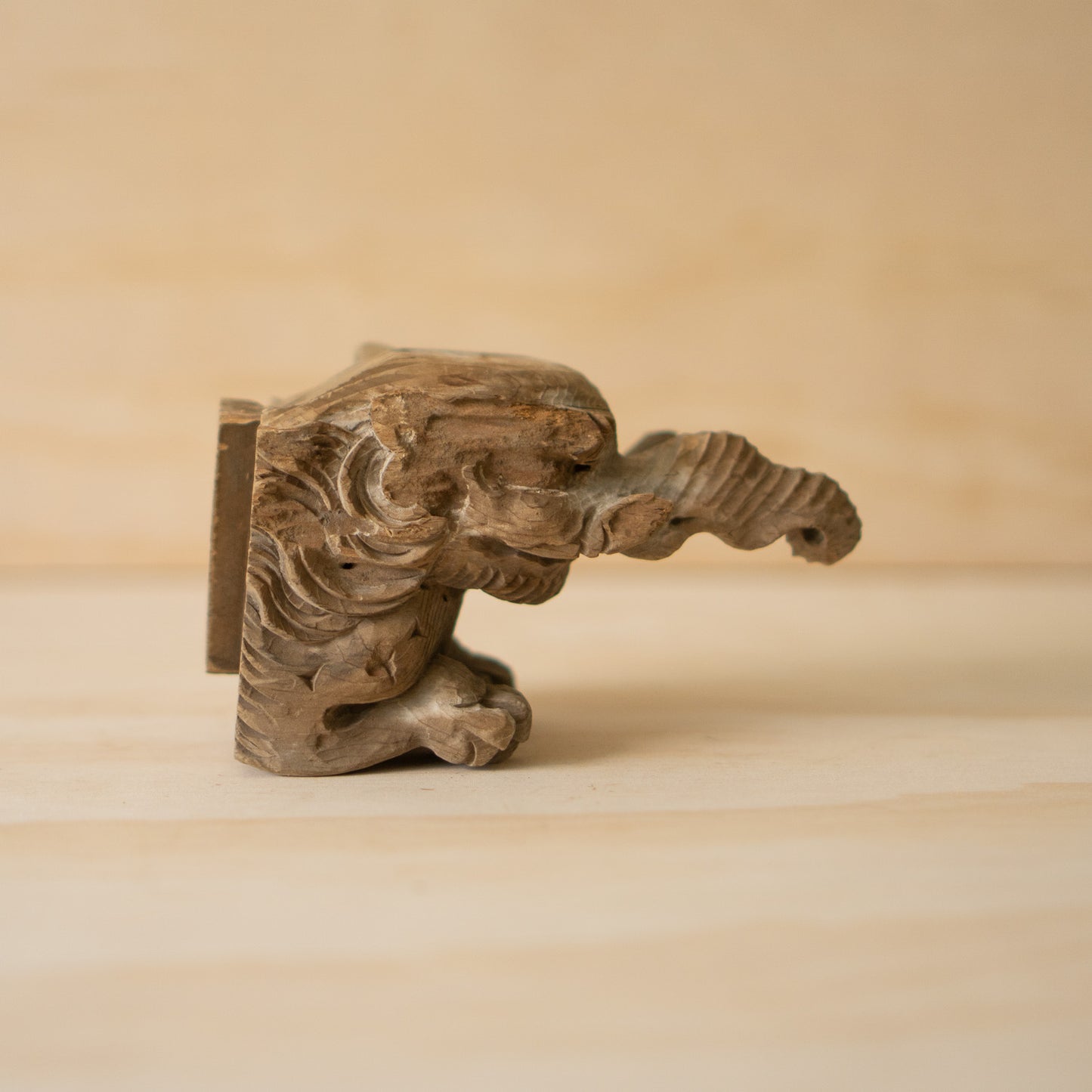 Antique Japanese Carved Temple Fragment of a Baku No. 1 - Dream Eater