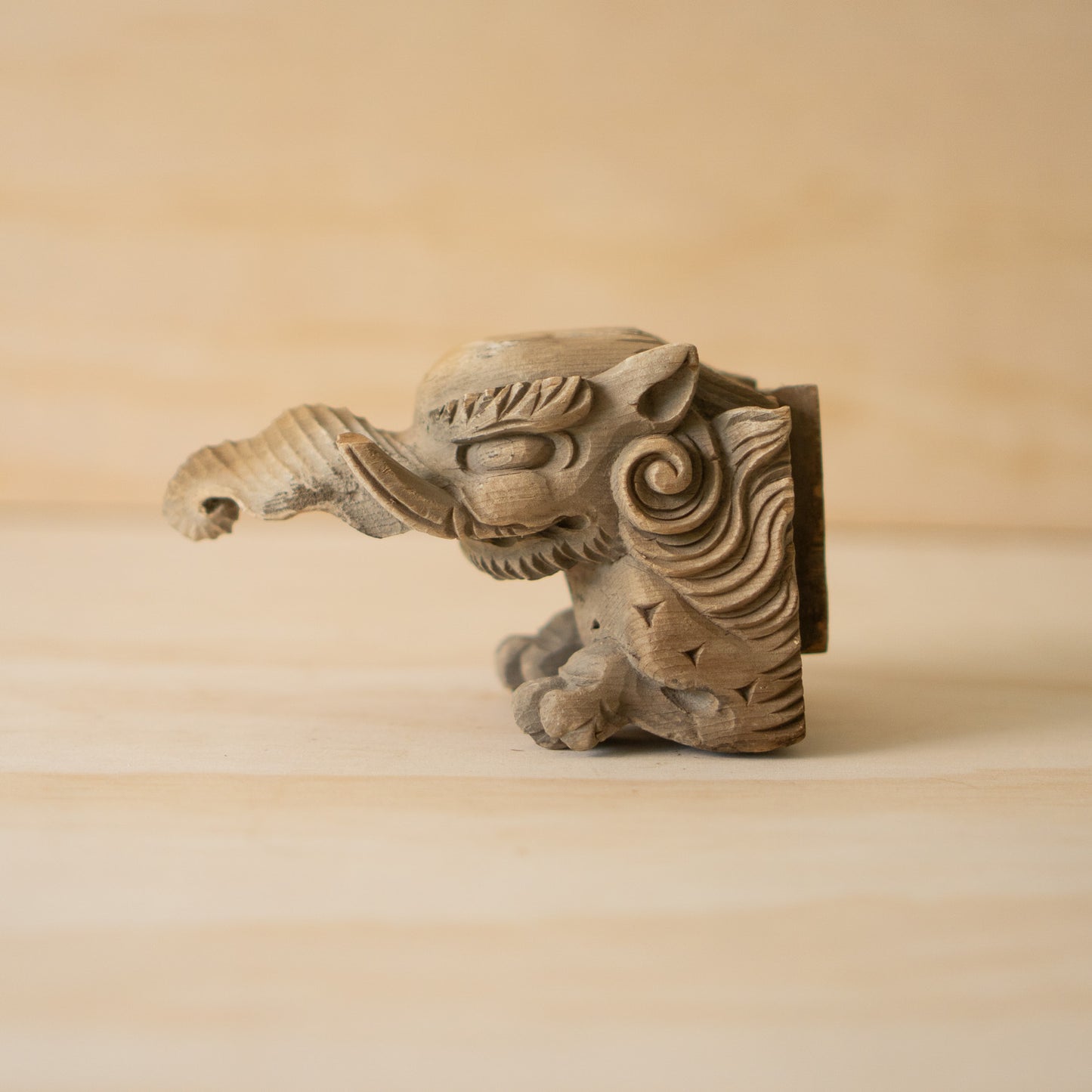 Antique Japanese Carved Temple Fragment of a Baku No. 1 - Dream Eater