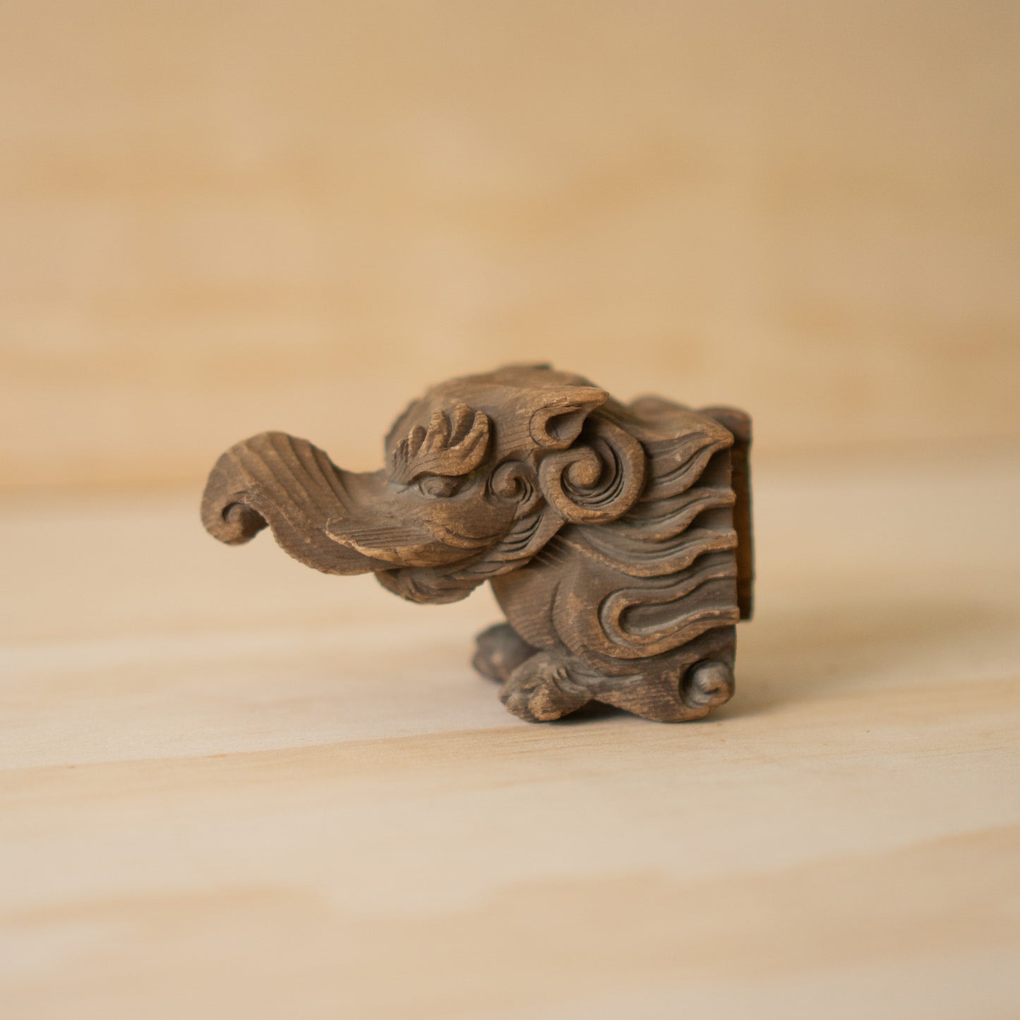 Antique Japanese Carved Temple Fragment of a Baku No. 02 - Dream Eater