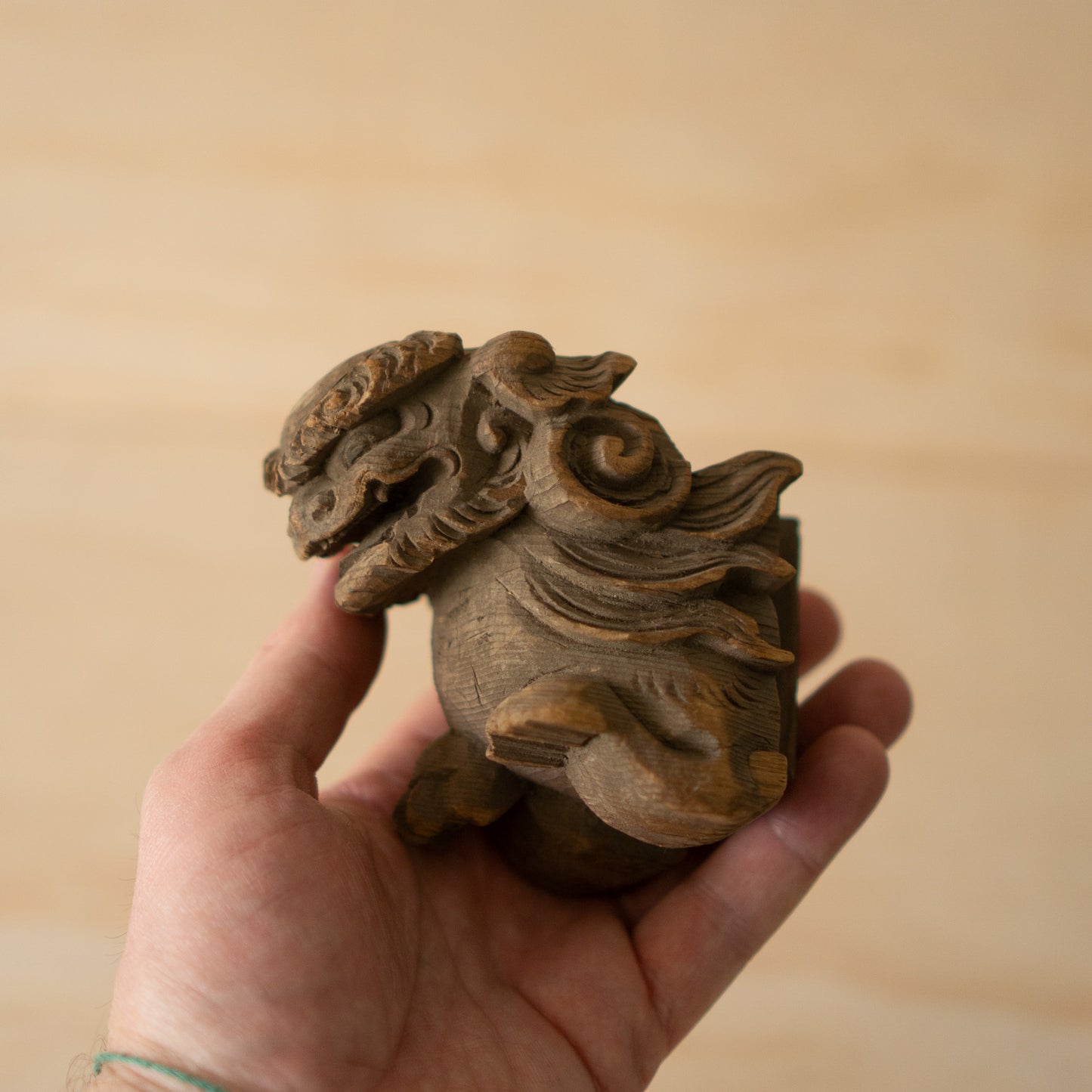 Antique Japanese Carved Temple Fragment of a Shi Shi Temple Dog