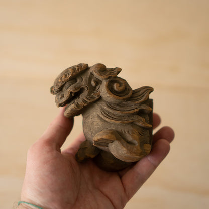 Antique Japanese Carved Temple Fragment of a Shi Shi Temple Dog