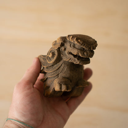 Antique Japanese Carved Temple Fragment of a Shi Shi Temple Dog