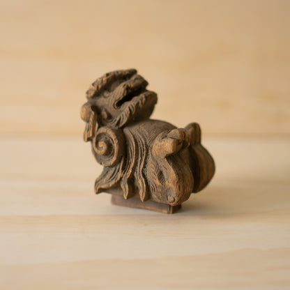Antique Japanese Carved Temple Fragment of a Shi Shi Temple Dog