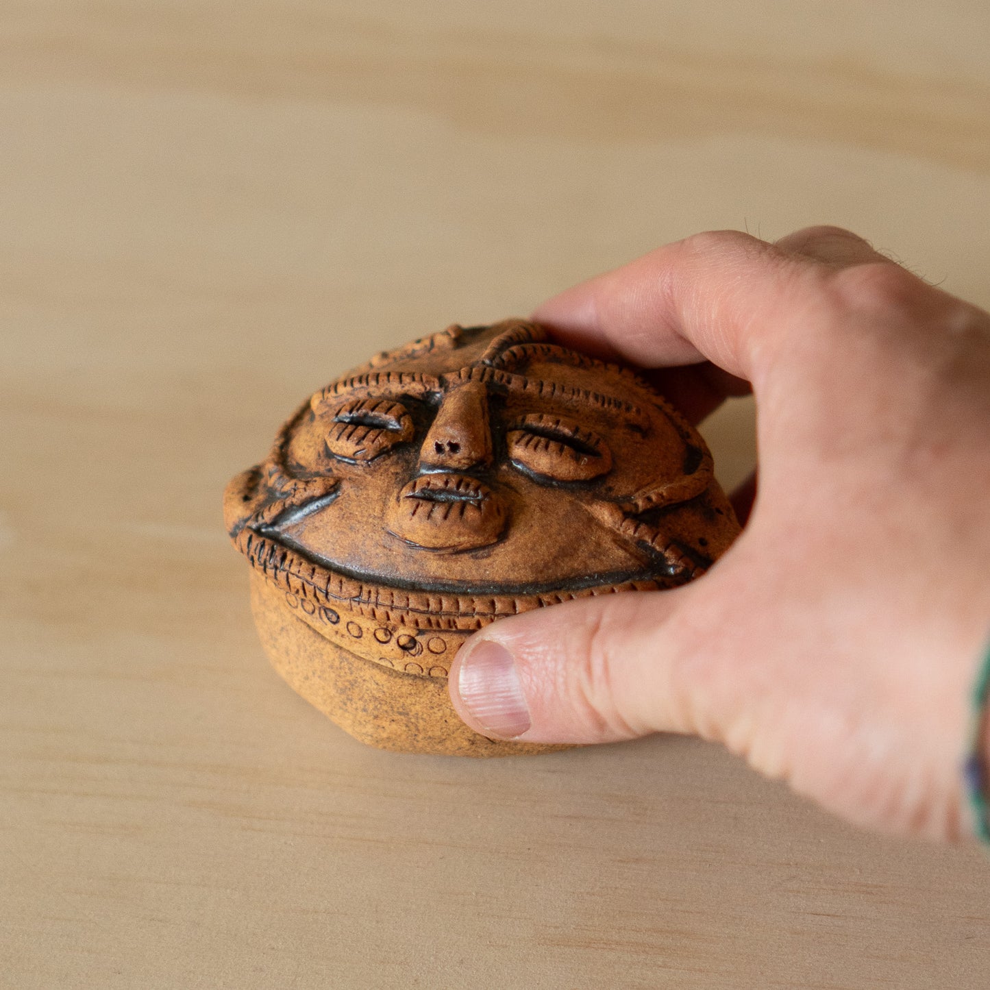 Vintage Japanese Jomon style Kogo Incense container