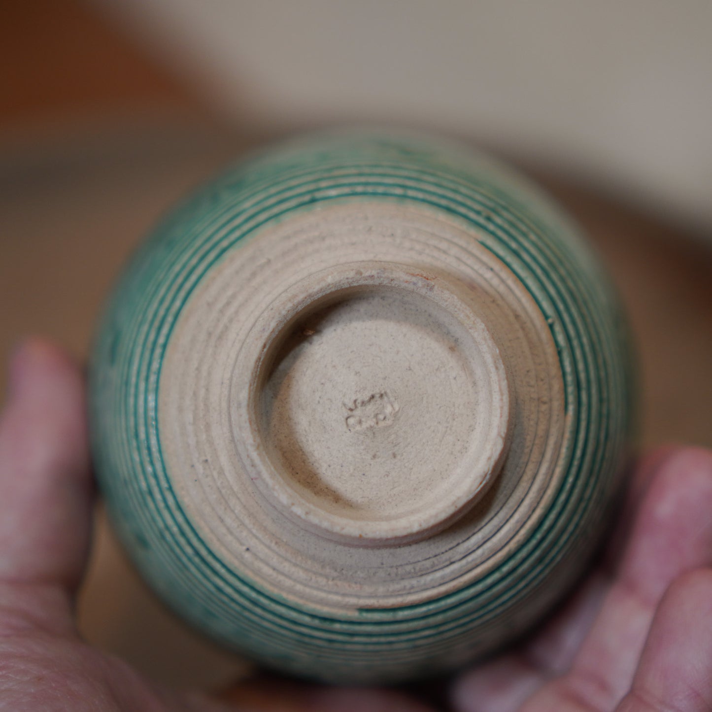 Vintage Japanese Ceramic tea cup - green glaze