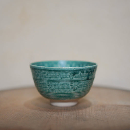Vintage Japanese Ceramic tea cup - green glaze