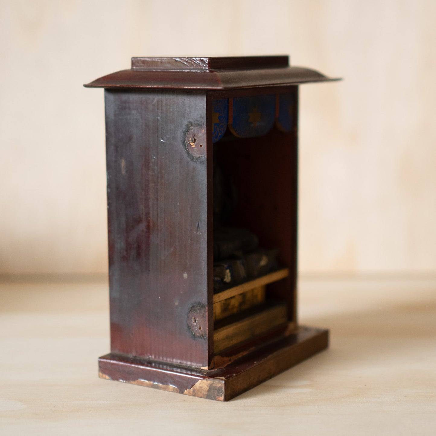 Antique Japanese Zushi Portable Shrine - figure of Kongō Yasha Myōō