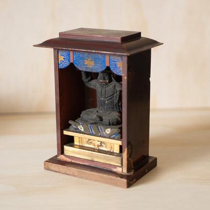 Antique Japanese Zushi Portable Shrine - figure of Kongō Yasha Myōō