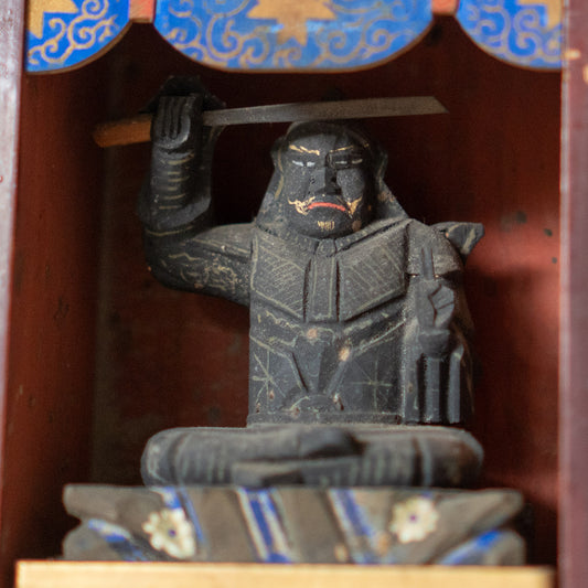 Antique Japanese Zushi Portable Shrine - figure of Kongō Yasha Myōō