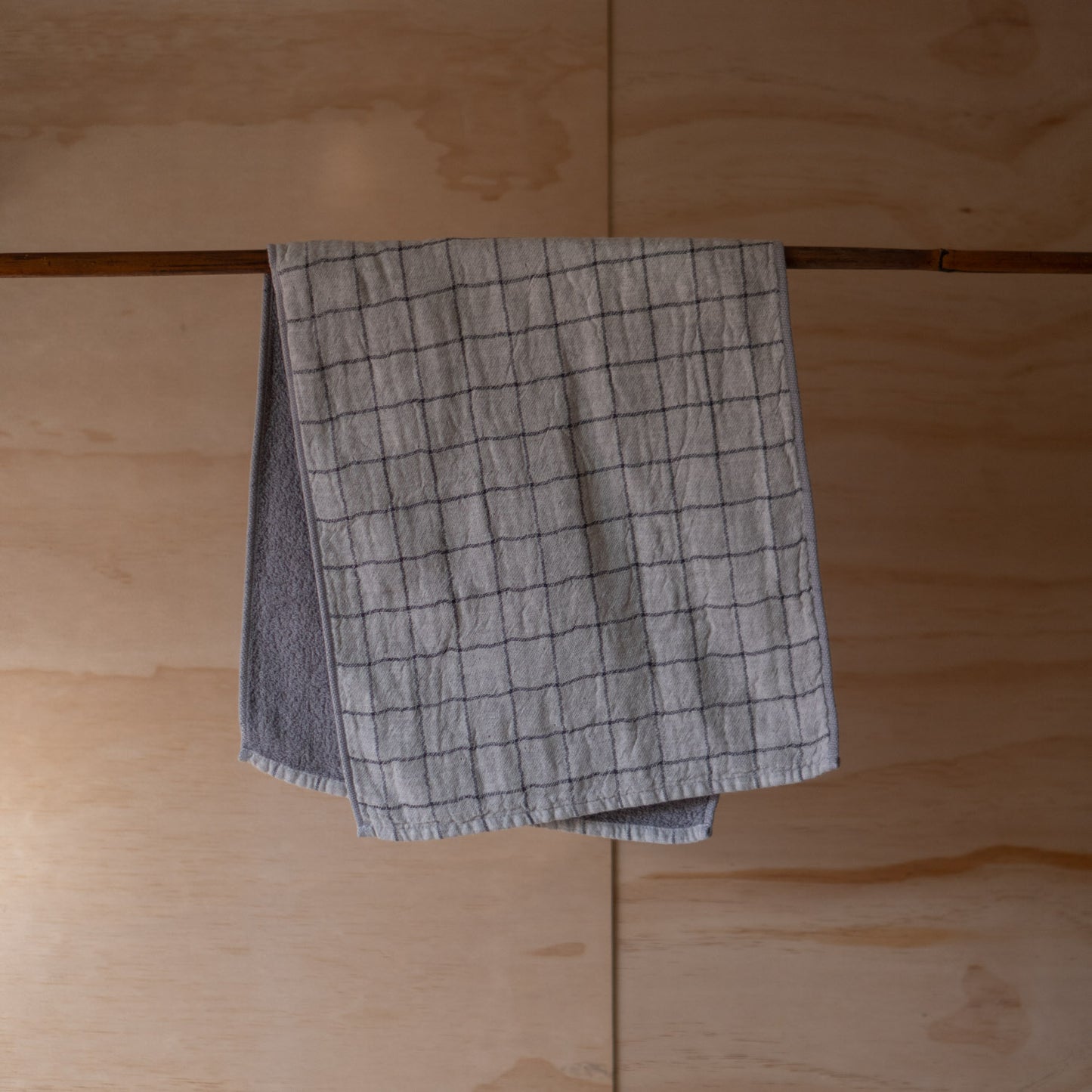 Kontex Graph - Japanese Organic Natural Dyed Cotton Hand Towel - Charcoal 33cm x 80cm