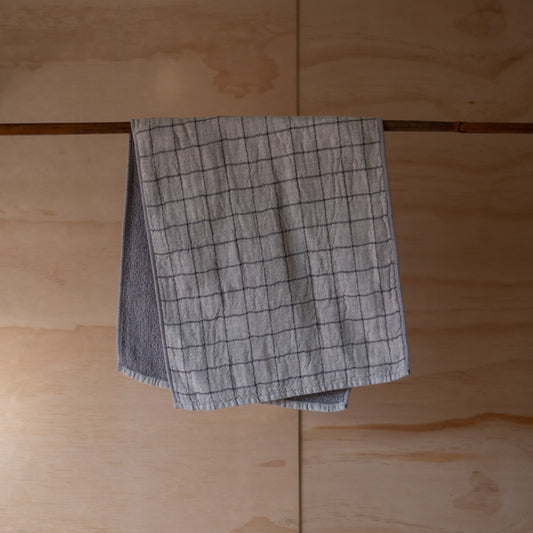 Kontex Graph - Japanese Organic Natural Dyed Cotton Hand Towel - Charcoal 33cm x 80cm