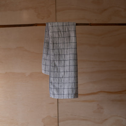 Kontex Graph - Japanese Organic Natural Dyed Cotton Hand Towel - Charcoal 33cm x 80cm