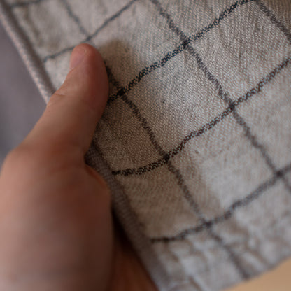 Kontex Graph - Japanese Organic Natural Dyed Cotton Hand Towel - Charcoal 33cm x 80cm