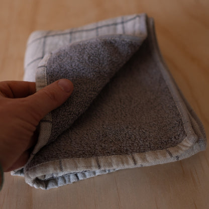 Kontex Graph - Japanese Organic Natural Dyed Cotton Hand Towel - Charcoal 33cm x 80cm