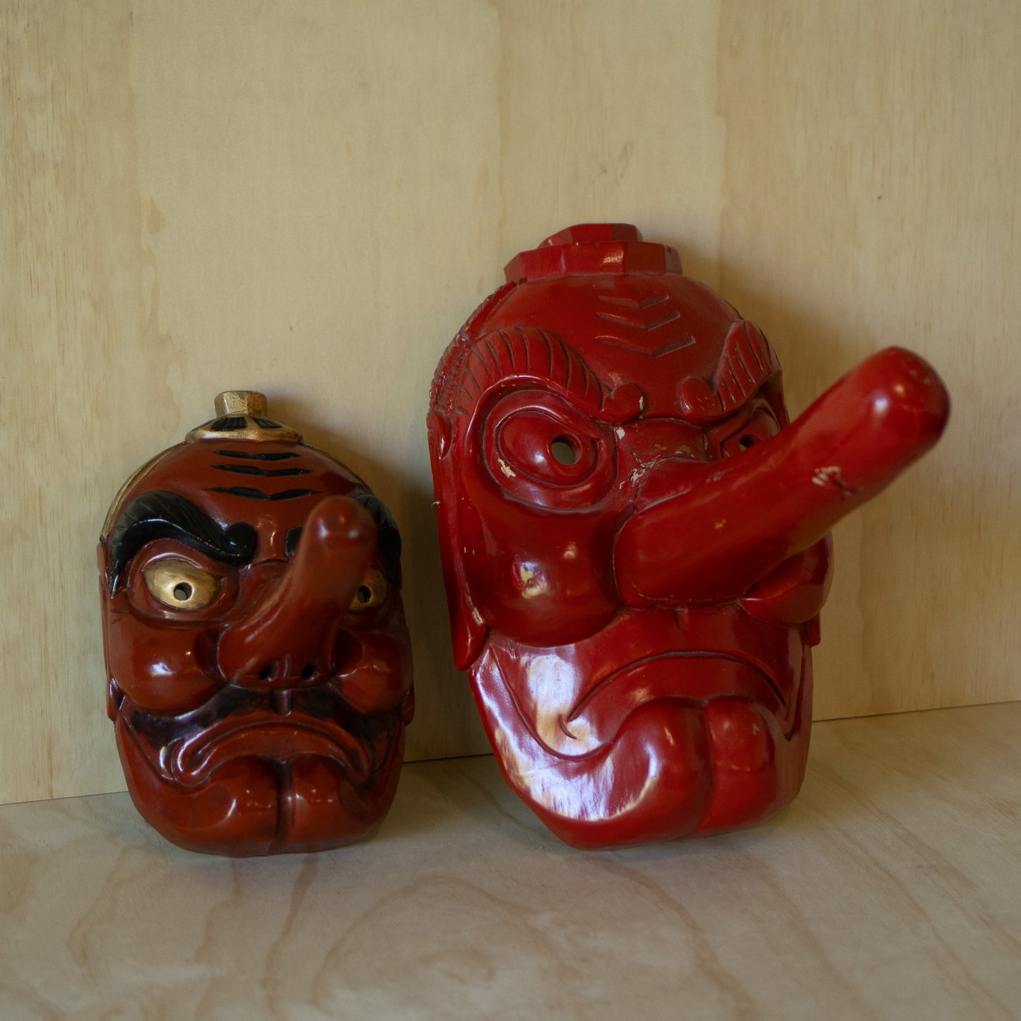 Vintage Extra Large Japanese Carved Wooden Tengu Mask