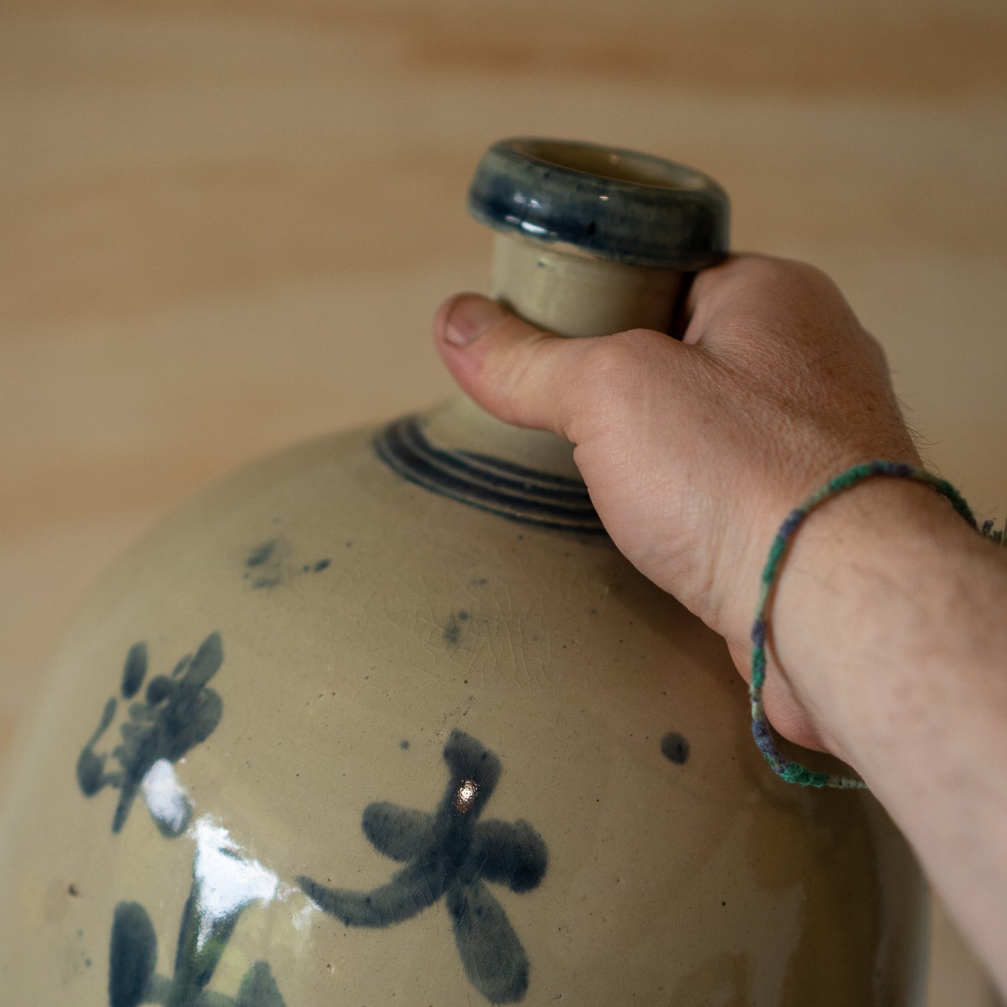 Antique Japanese Ceramic O-Tokkuri Sake Bottle