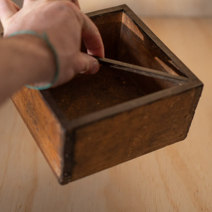Antique Japanese Wood and Iron bound Masu Box Rice Measure