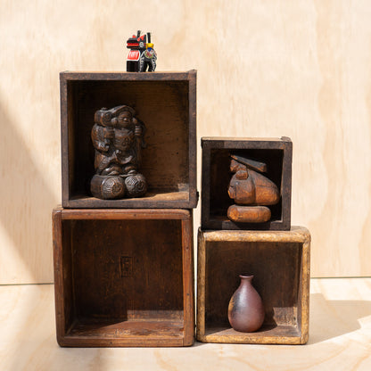 Antique Japanese Wood and Iron Masu Box Rice Measure - gogomasu