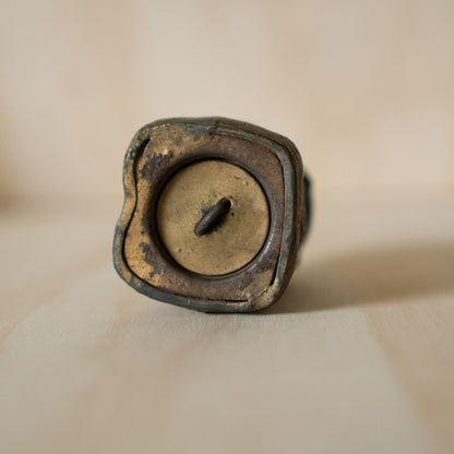 Vintage Taisho period Metal Ebisu money box with old coins