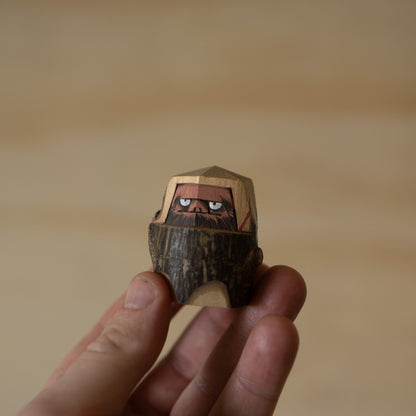 Vintage Japanese Carved Wooden Folk Art Daruma Pair