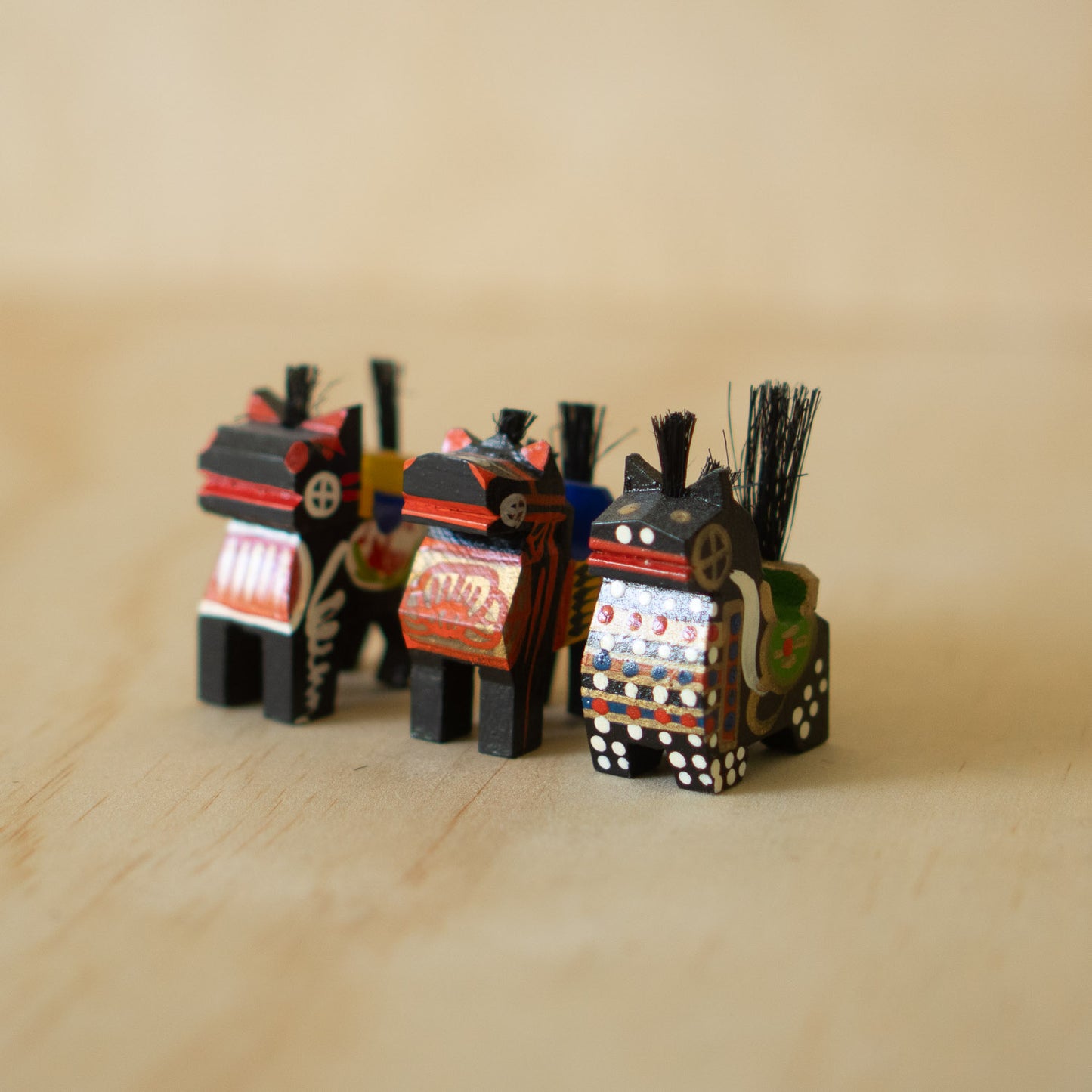Vintage Japanese miniature Set of Miharu Goma Folk Horses