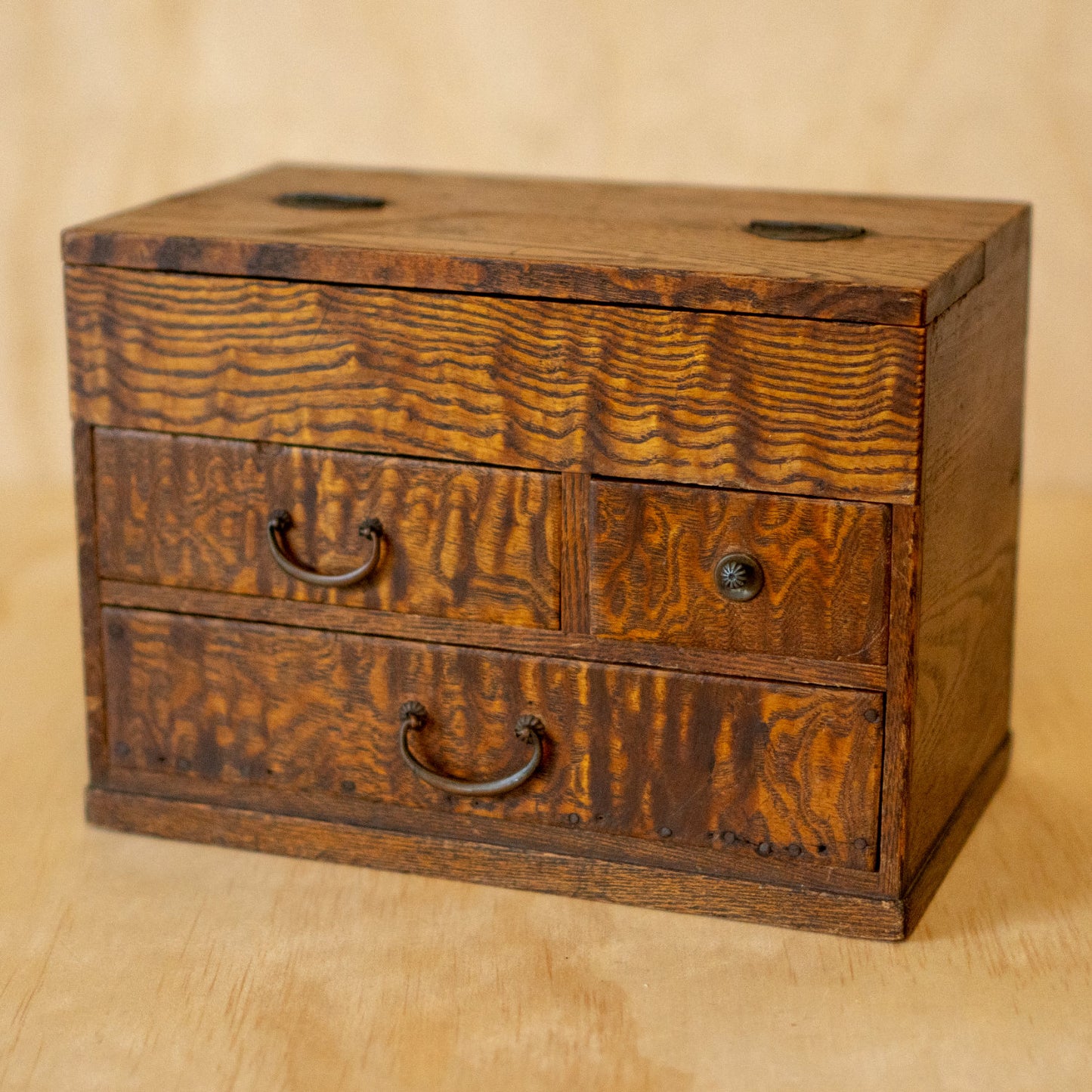 Vintage Japanese Sugi Wood Haribako sewing box