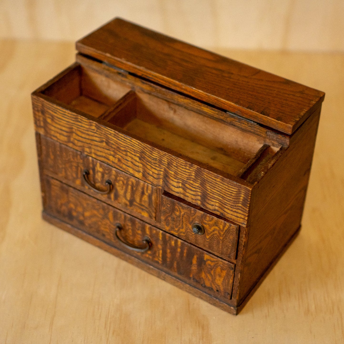 Vintage Japanese Sugi Wood Haribako sewing box