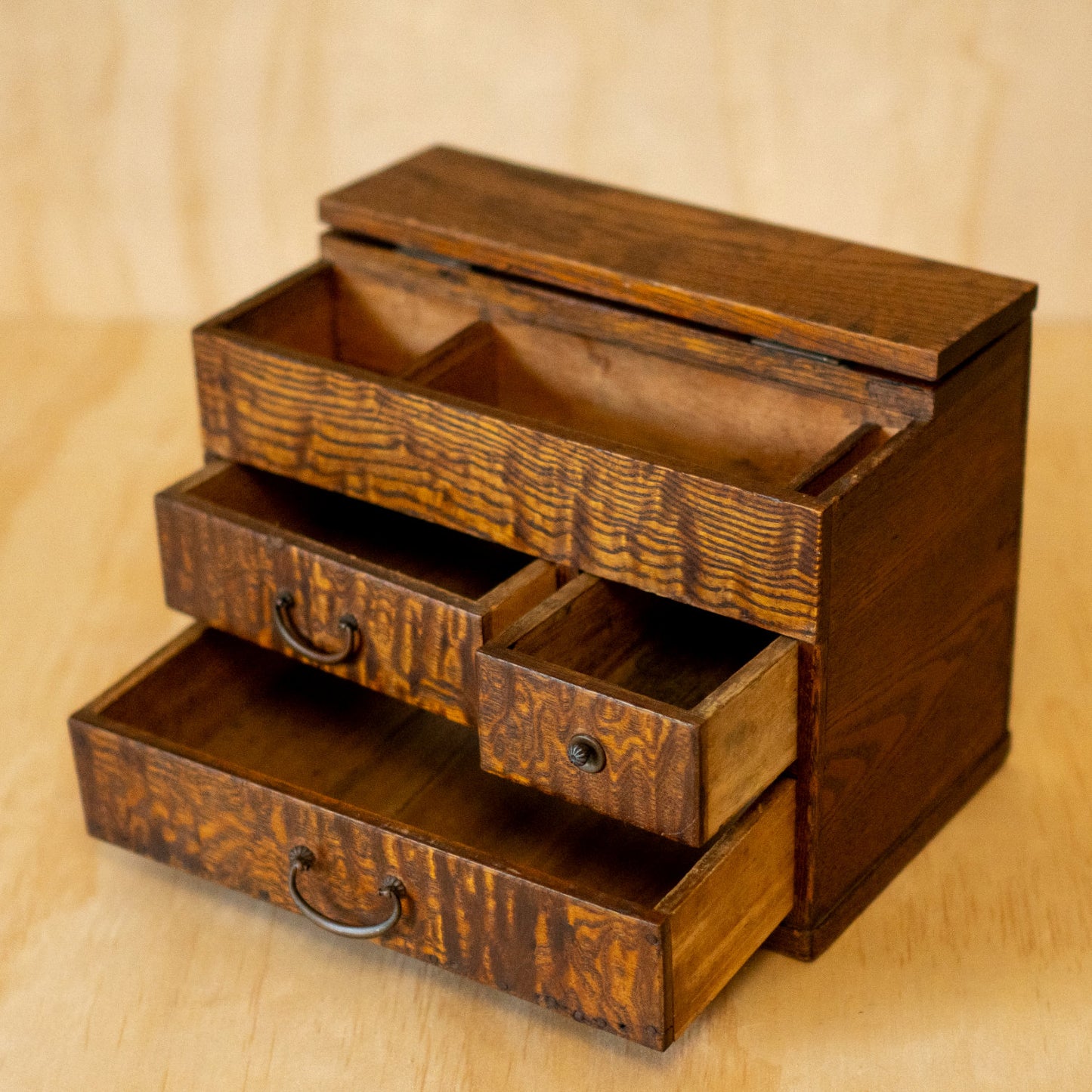 Vintage Japanese Sugi Wood Haribako sewing box