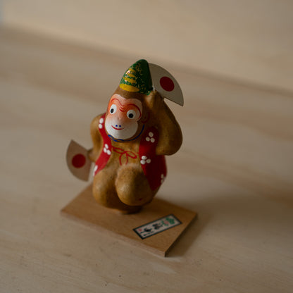 Vintage Japanese Folk Art Paper Mache Dancing Monkey - Fuku Saru