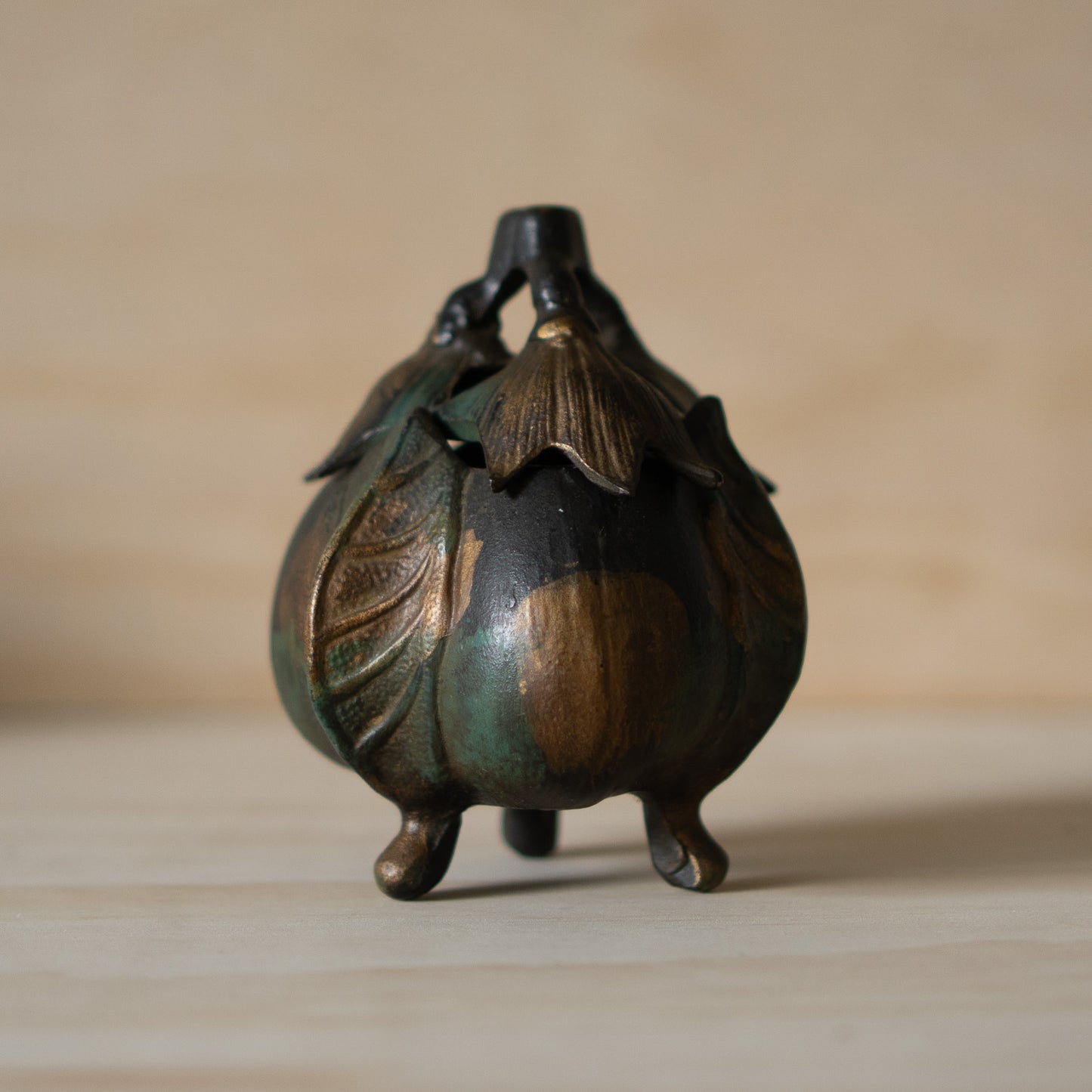 Vintage Japanese Iron Eggplant Koro - Incense Burner