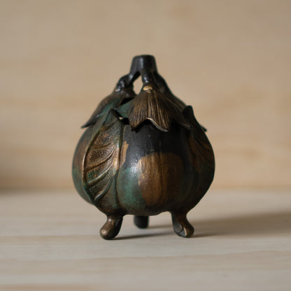 Vintage Japanese Iron Eggplant Koro - Incense Burner