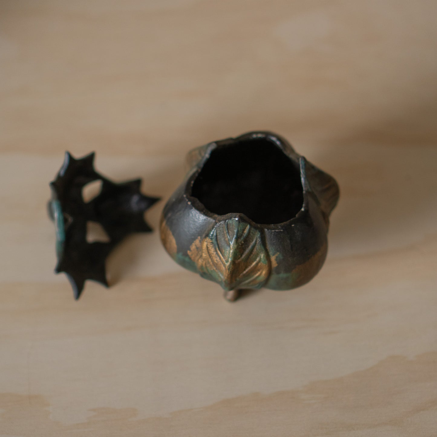 Vintage Japanese Iron Eggplant Koro - Incense Burner