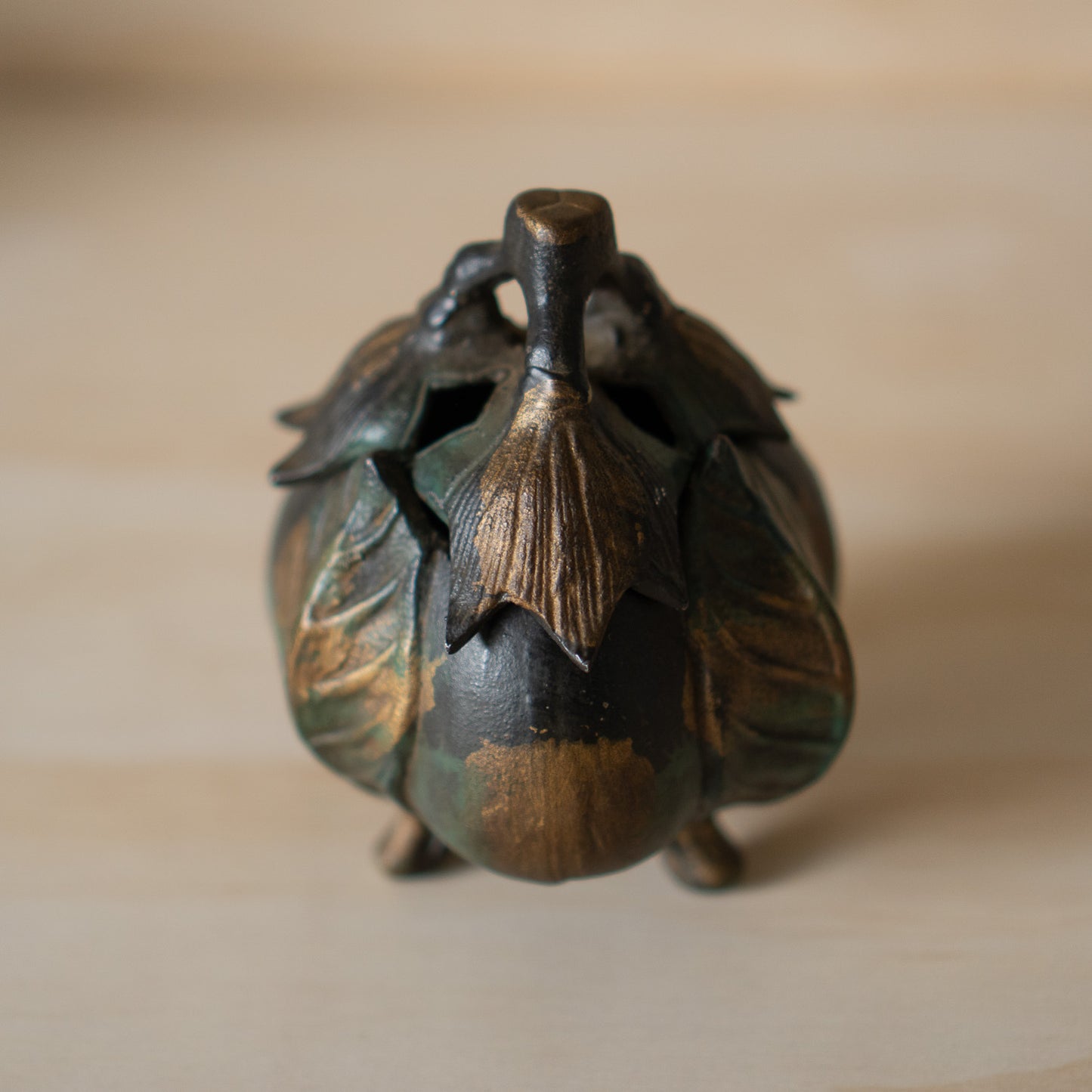 Vintage Japanese Iron Eggplant Koro - Incense Burner