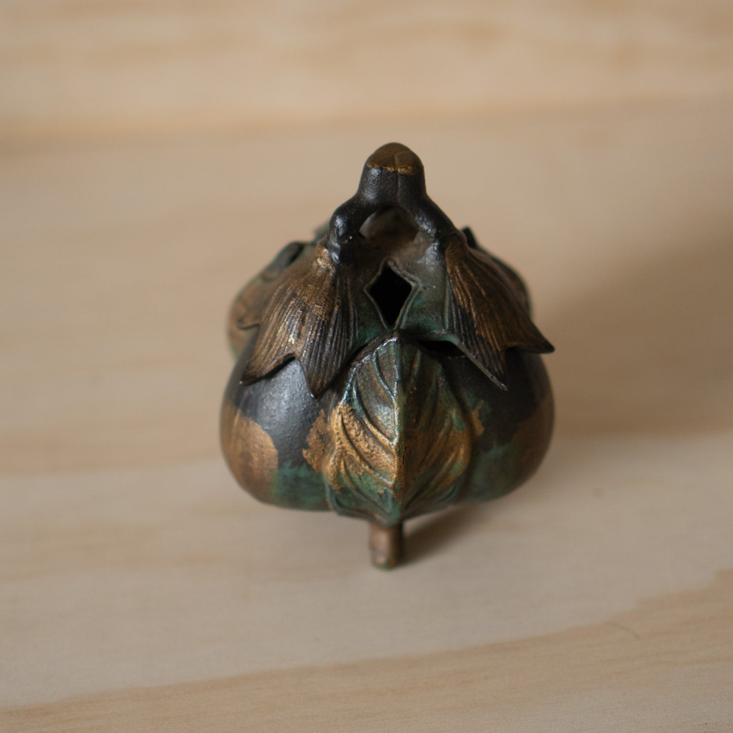 Vintage Japanese Iron Eggplant Koro - Incense Burner