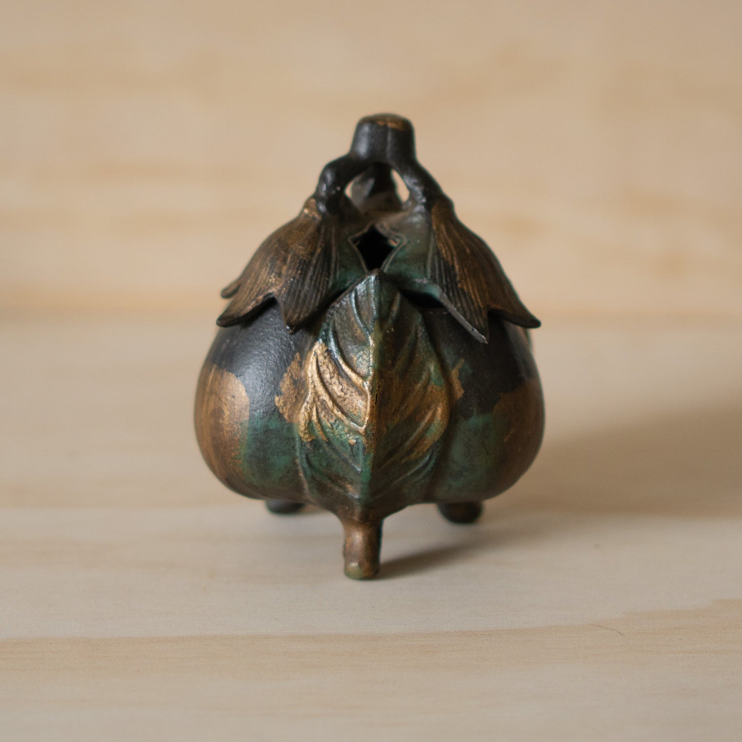 Vintage Japanese Iron Eggplant Koro - Incense Burner