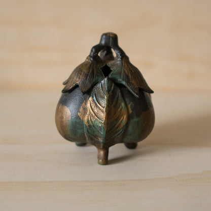 Vintage Japanese Iron Eggplant Koro - Incense Burner