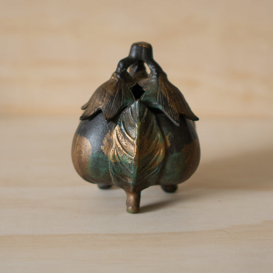 Vintage Japanese Iron Eggplant Koro - Incense Burner