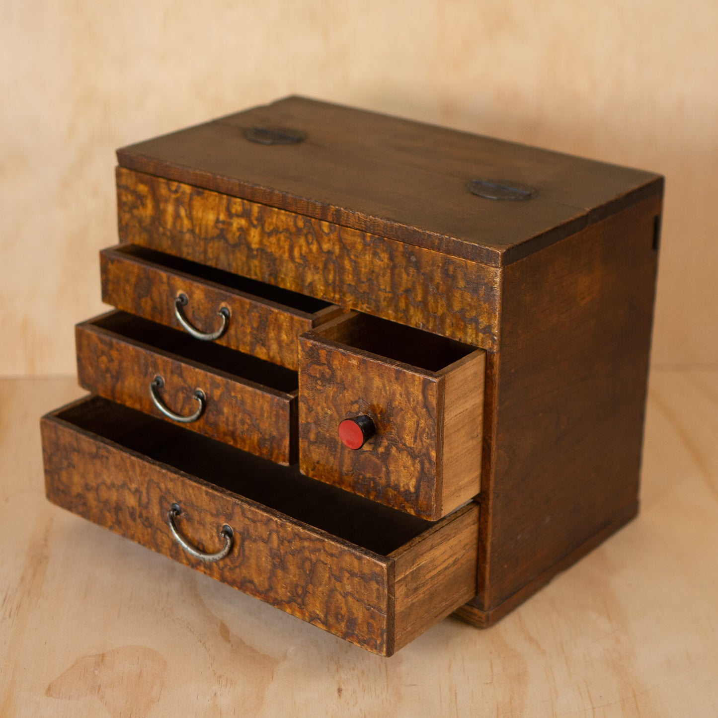 Vintage Japanese Sugi Wood Haribako sewing box