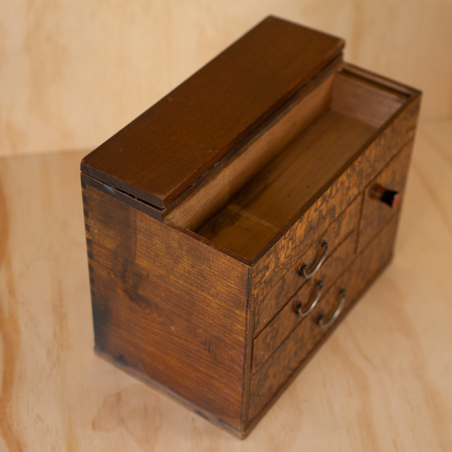 Vintage Japanese Sugi Wood Haribako sewing box