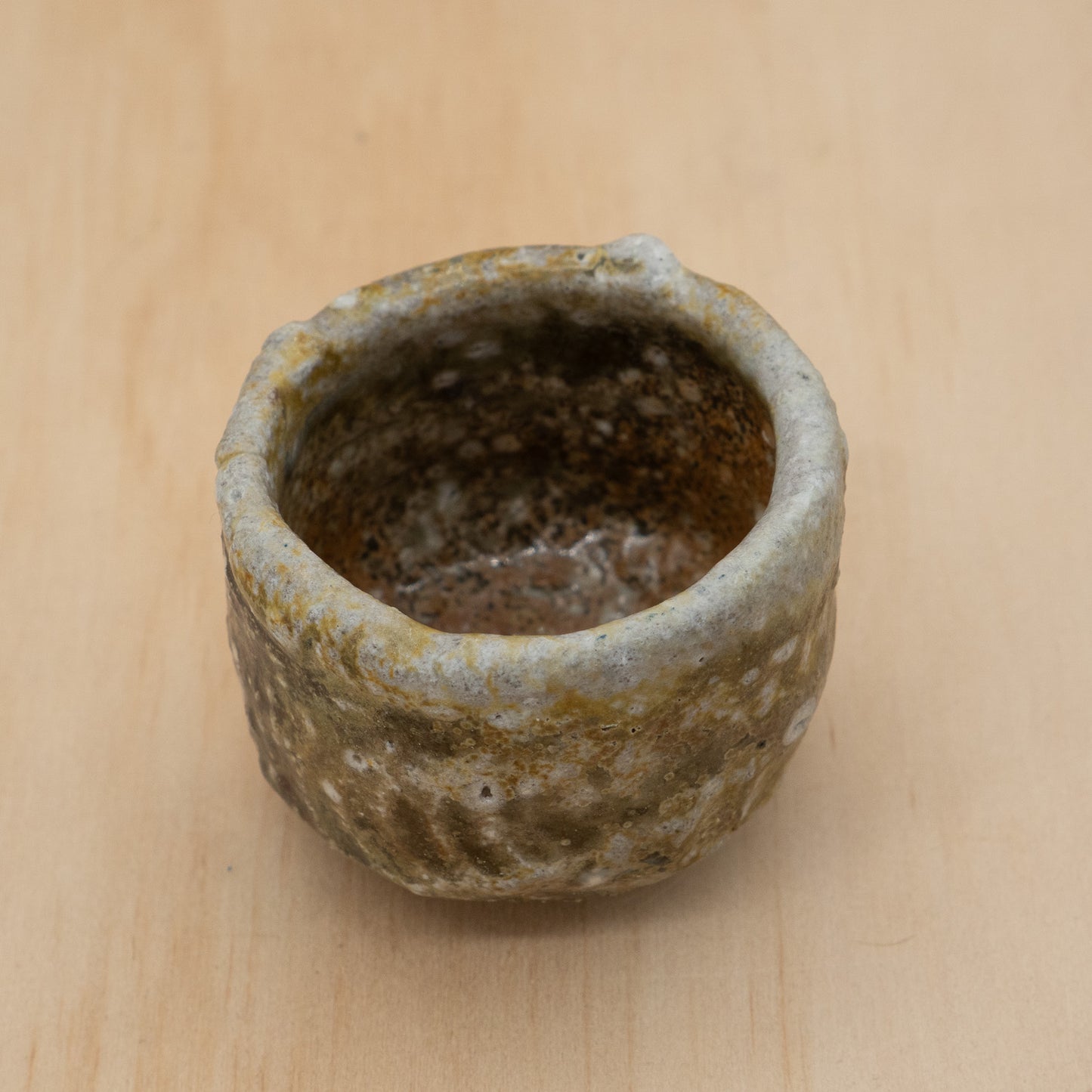 Vintage Japanese Ceramic Guinomi Sake Cup - Shigaraki