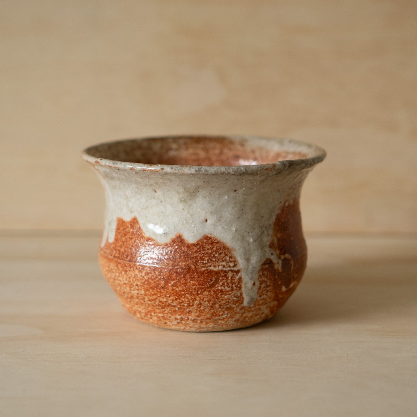 Vintage Japanese Ceramic Shino Mizusashi Water pot vessel