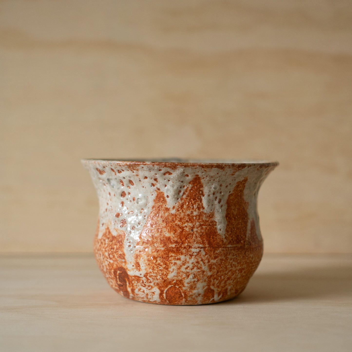 Vintage Japanese Ceramic Shino Mizusashi Water pot vessel