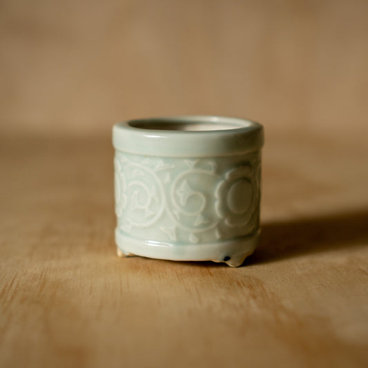 Small Vintage Japanese Celadon Glazed Koro Incense Burner