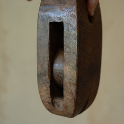 Antique Japanese small Keyaki Elm wood pulley