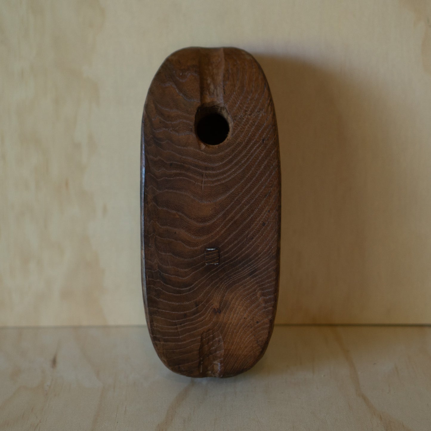 Antique Japanese small Keyaki Elm wood pulley