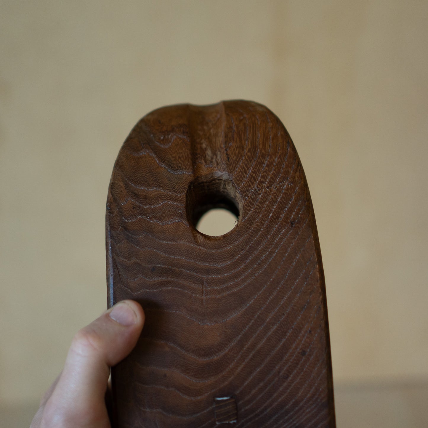 Antique Japanese small Keyaki Elm wood pulley