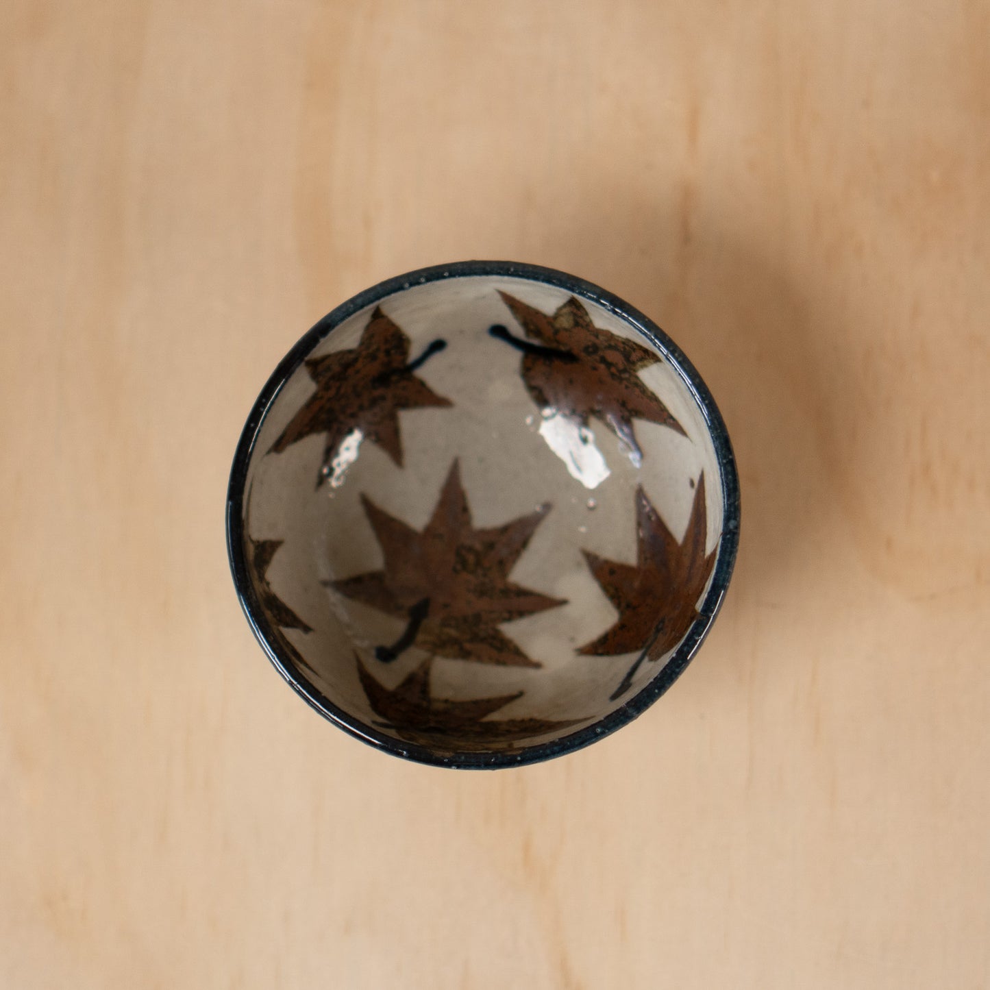 Vintage Small Japanese Ceramic Maple leaf bowl
