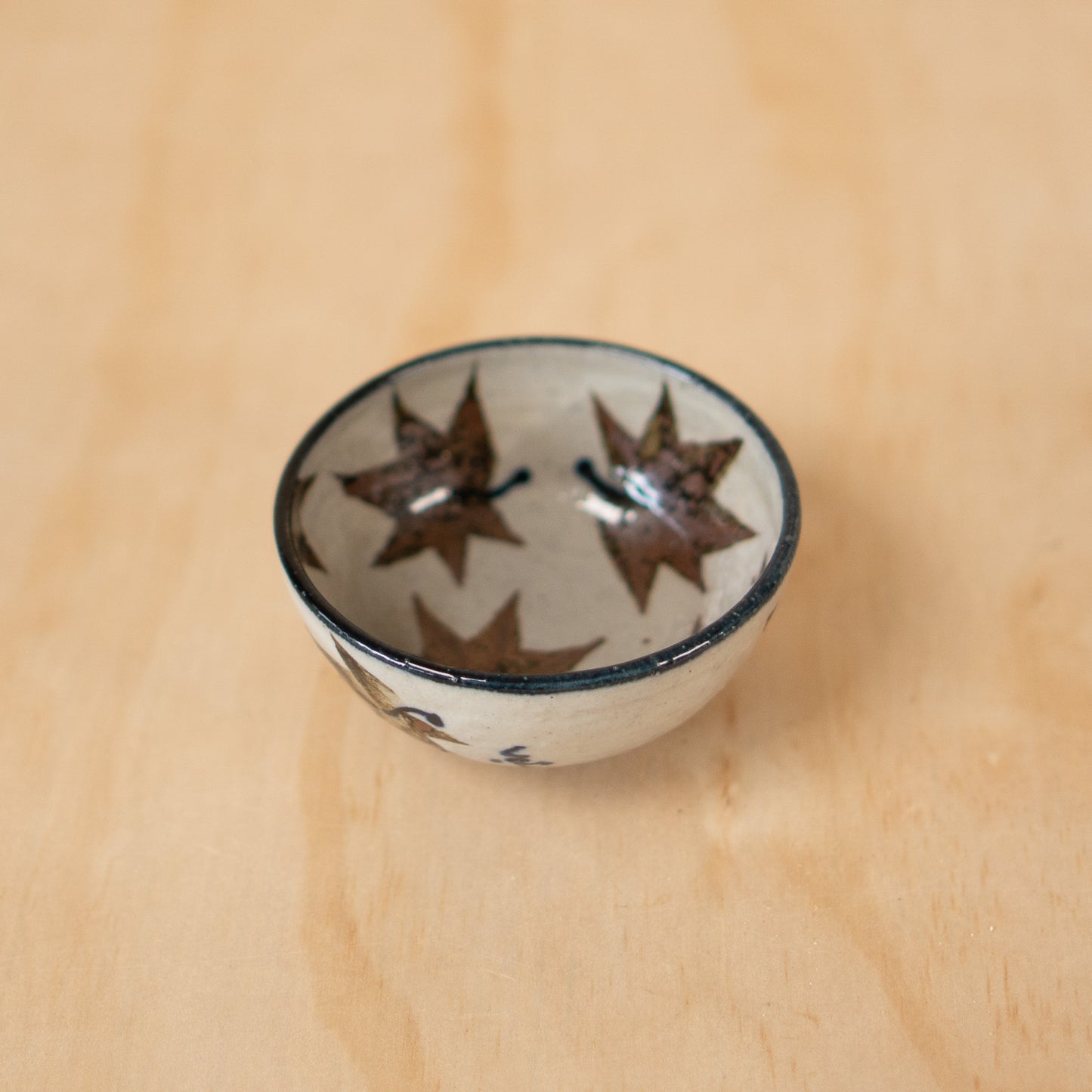 Vintage Small Japanese Ceramic Maple leaf bowl