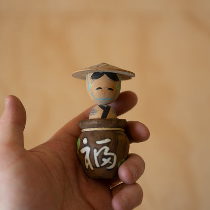 Vintage Japanese Folk Art - Figure in Tsubo Jar