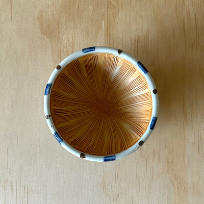 Small Japanese striped grinding bowl and wooden pestle